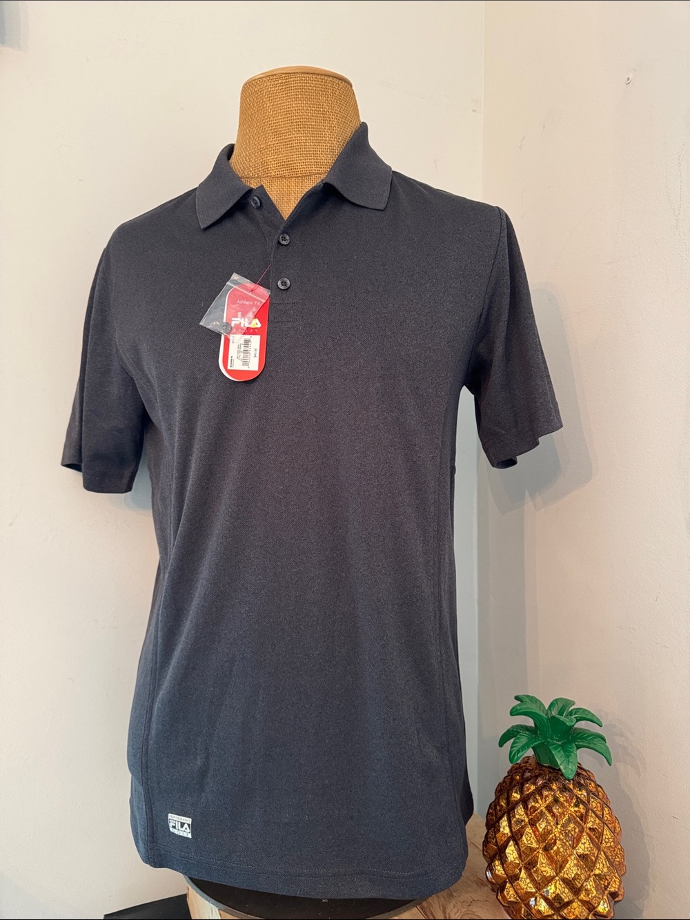 Fila Charcoal Gray Short-Sleeve Polo with Red Tag